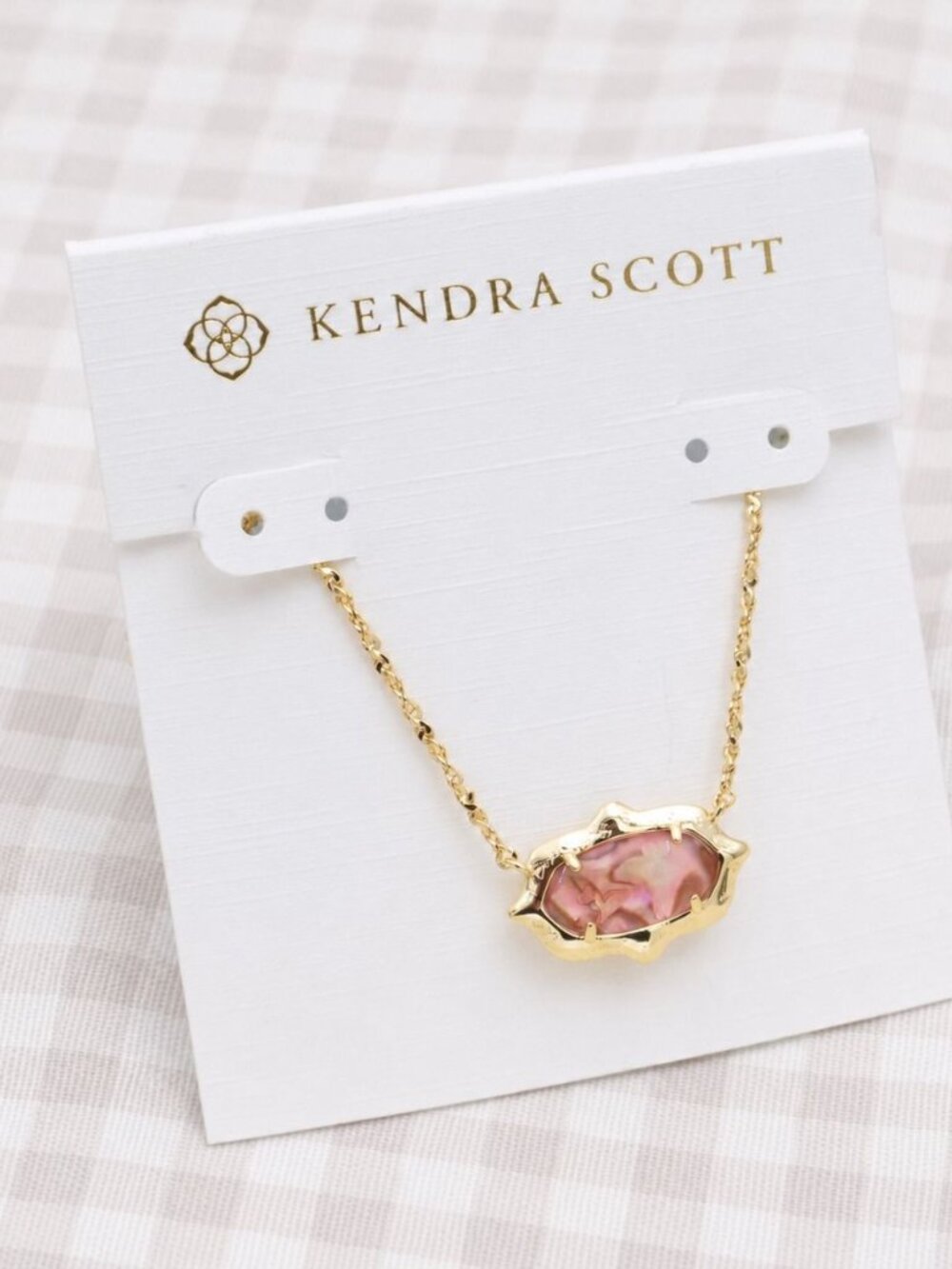 Kendra Scott Elisa Scallop Frame Gold Necklace - Light Pink Abalone